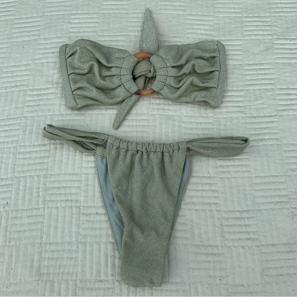 Montce Green Bandeau Bikini Set Size Small
